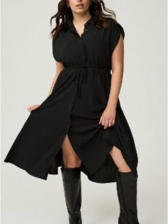 torrid Dresses & Skirts - torrid Black Button-Front Midi Shirt Dress